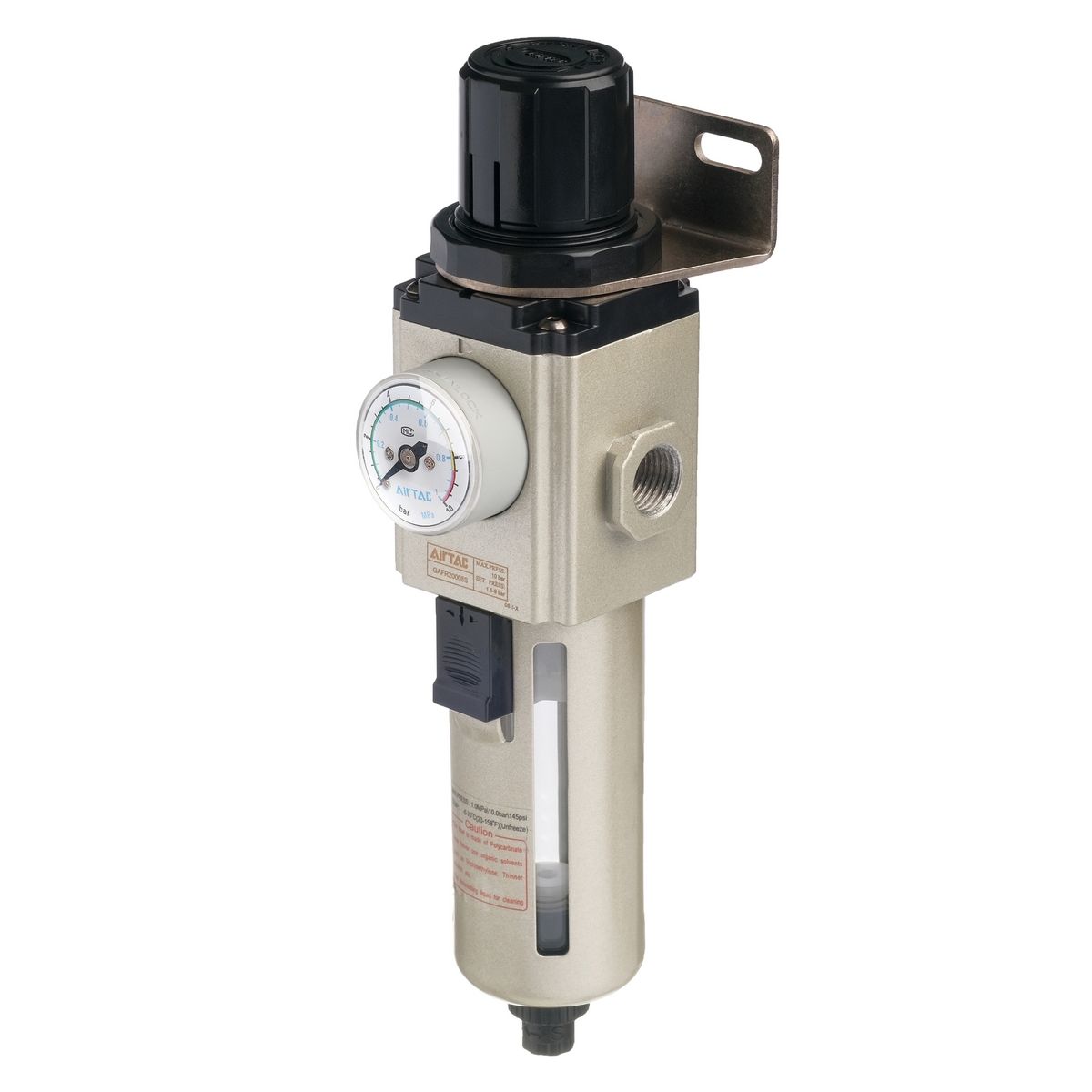 GAFR20008SG AirTAC - Фильтр-регулятор, G1/4, 9 бар, 40 мкм, полуавт. конд.-отвод