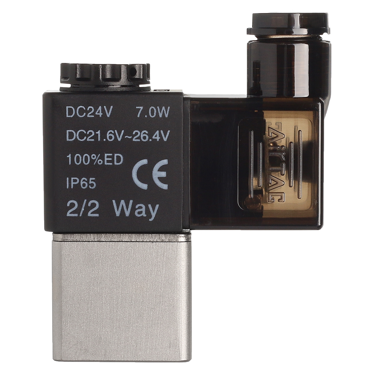 2V025-08 24 V DC AirTAC - Пневмораспределитель прямого действия электр. упр., 2/2 НЗ, G1/4, 24 V DC