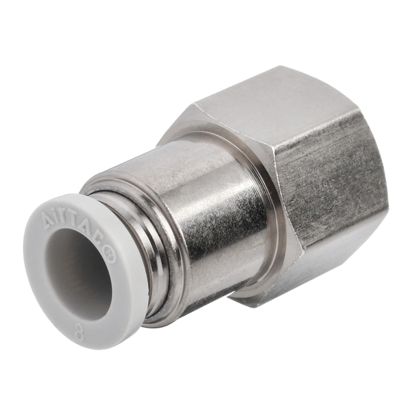 PCF802 AirTAC — фитинг прямой с внутренней резьбой 1/4”, под трубку 8 мм