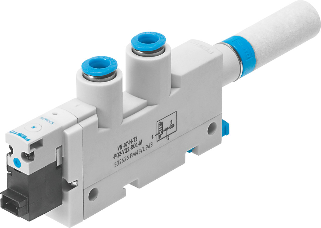 VN-10-H-T3-PQ2-VQ2-RO1-M 532636 FESTO - Вакуумный эжектор, сопло 0.95 мм, высокий вакуум, 6 мм