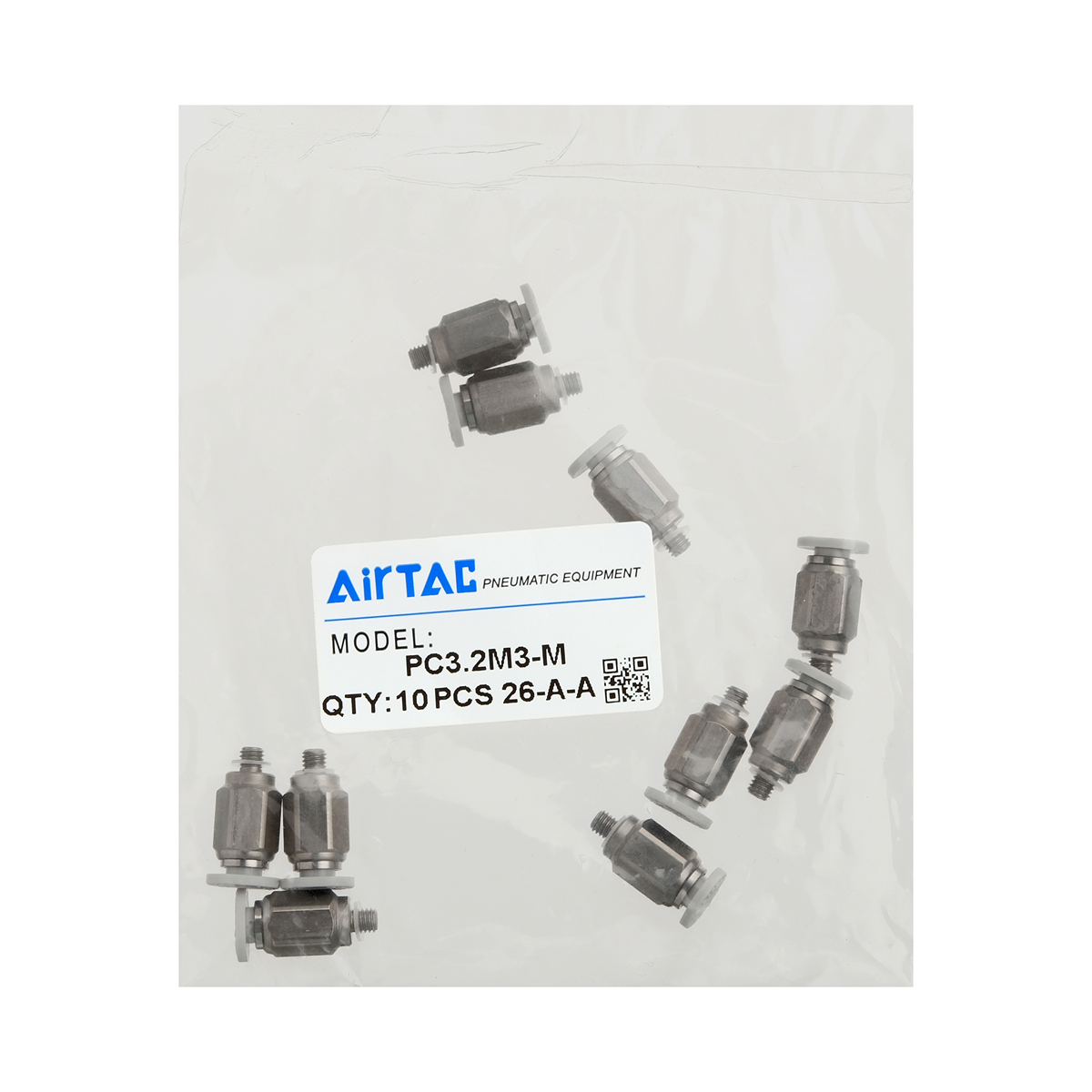 PC3.2M3-M Airtac фитинг прямой M3 под трубку 3,2 мм