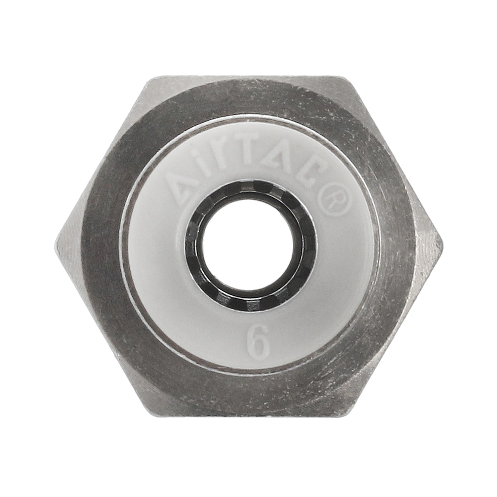 PCF602 AirTAC — фитинг прямой с внутренней резьбой 1/4”, под трубку 6 мм