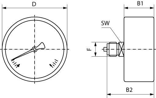 MAN0 1N2 040 000 AIGNEP - Манометр, 12 бар, R1/8, осевой, 40 мм