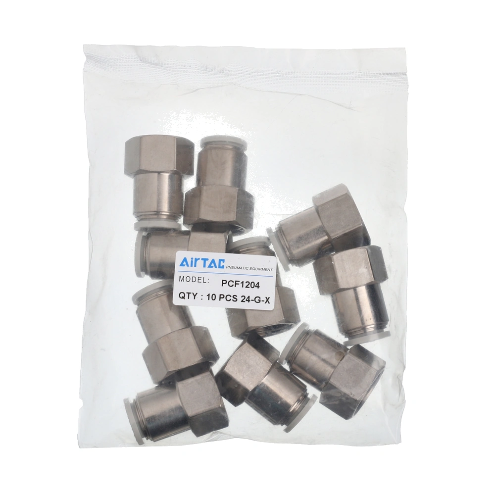 PCF1204 AirTAC — фитинг прямой с внутренней резьбой 1/2”, под трубку 12 мм