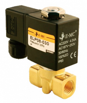 ELP08-020E2 EMC - Клапан электромагнитный, G1/4, двухходовой (2/2) НЗ, 220 V AC, латунный