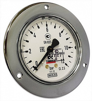 M063-F10 CAMOZZI - Фланцевый манометр, 10 бар, R1/4, осевой, 63 мм, КТ 2.5